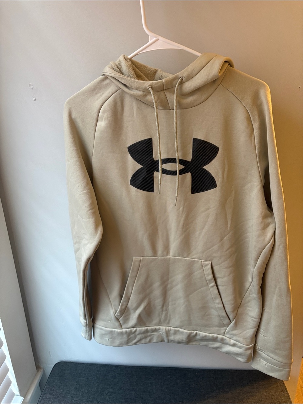 Under Armour Beige Pullover Hoodie with Black Logo